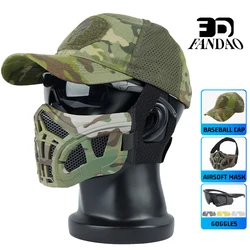 Equipo airsoft máscara media cara con gorra transpirable y gafas