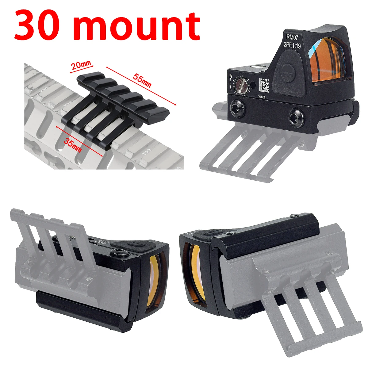 Adaptador RTS doble cara para red dot de aluminio - imagen 3