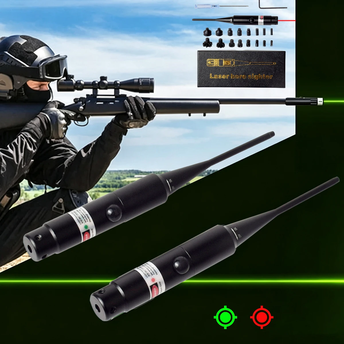 Kit de colimador láser rojo y verde para rifle y pistola con adaptadores - imagen 3