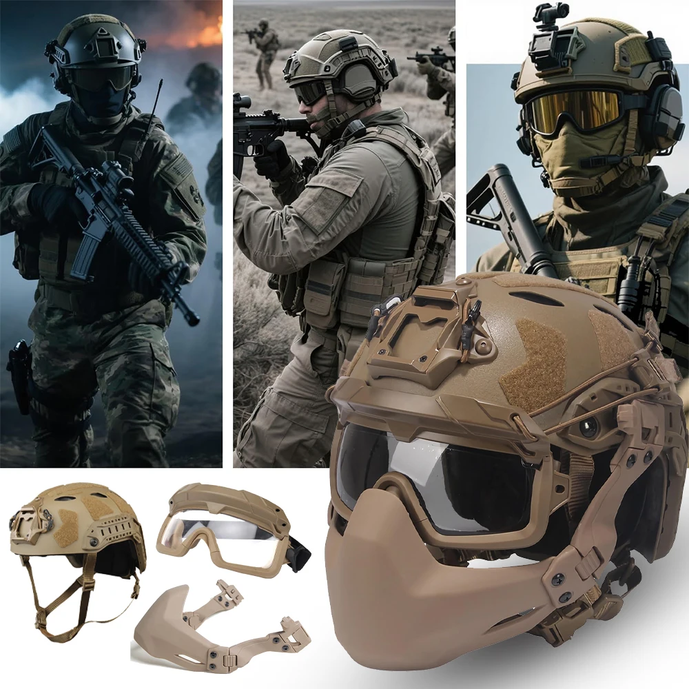 Casco táctico FANDAO FAST ajustable con máscara y gafas airsoft - imagen 2