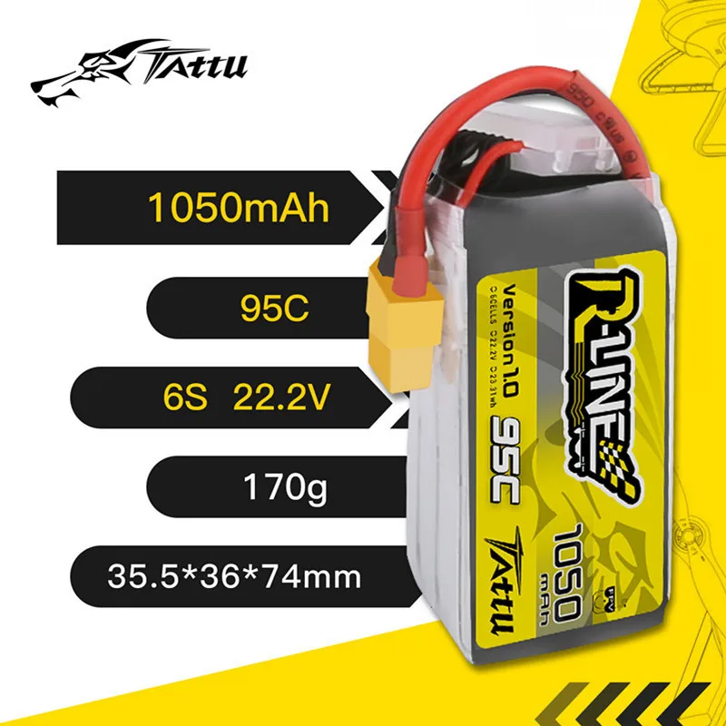 Vista frontal de la batería TATTU R-LINE 6S