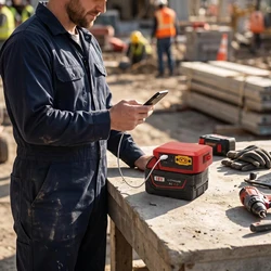 Adaptador de batería Makita Milwaukee DeWalt a USB-C con voltímetro
