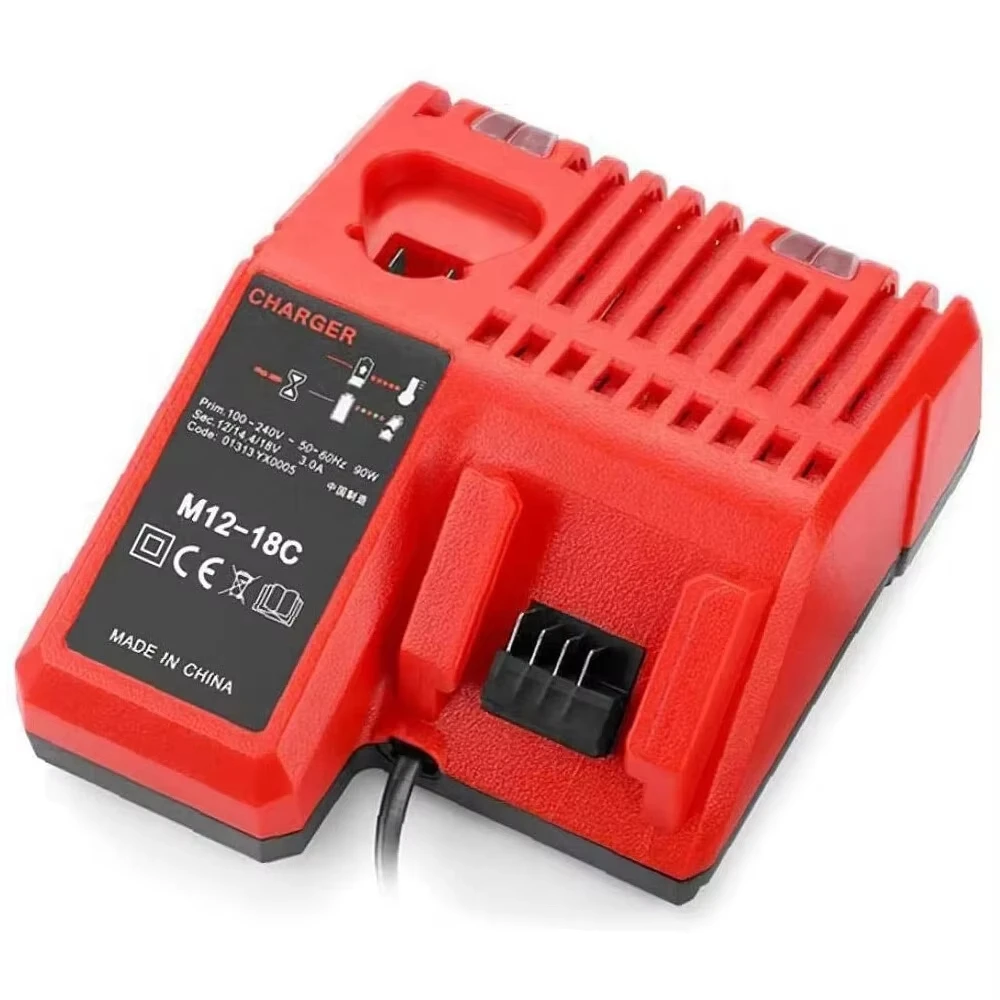 Cargador compacto rojo para baterías Li-ion