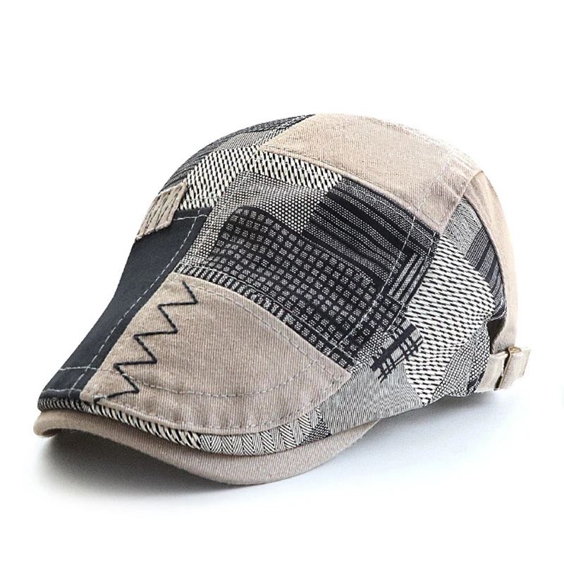Gorra retro estilo Gatsby con visera y espiga a cuadros - imagen 3
