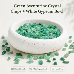 Cuencos de cristal aventurina verde con bandeja yeso artesanal