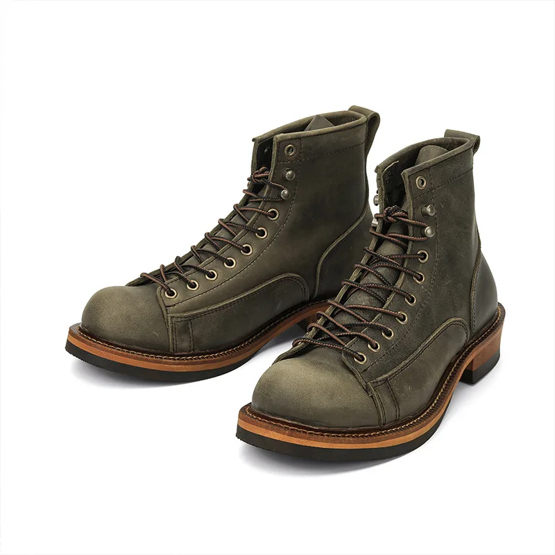 KOWM Botas de senderismo en cuero para hombre con suela gruesa - imagen 5