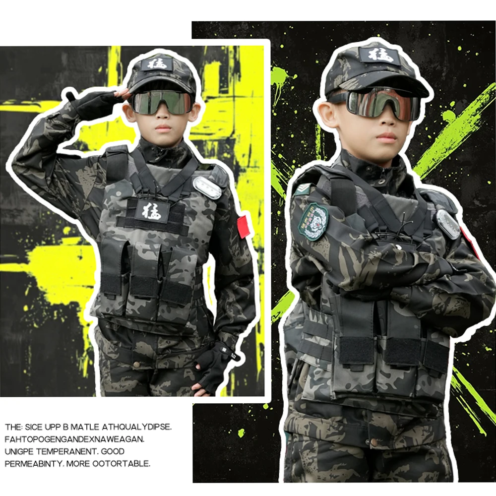Uniforme táctico camuflaje infantil de algodón para paintball cosplay - imagen 4