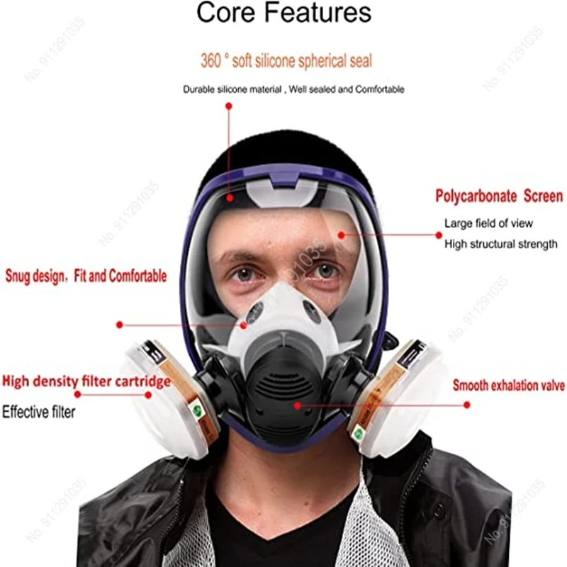 Máscara antigás química respirador completo para polvo y aerosoles - imagen 5