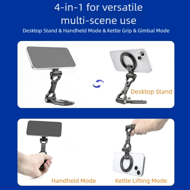 Soporte portátil de teléfono metálico plegable con ángulo ajustable