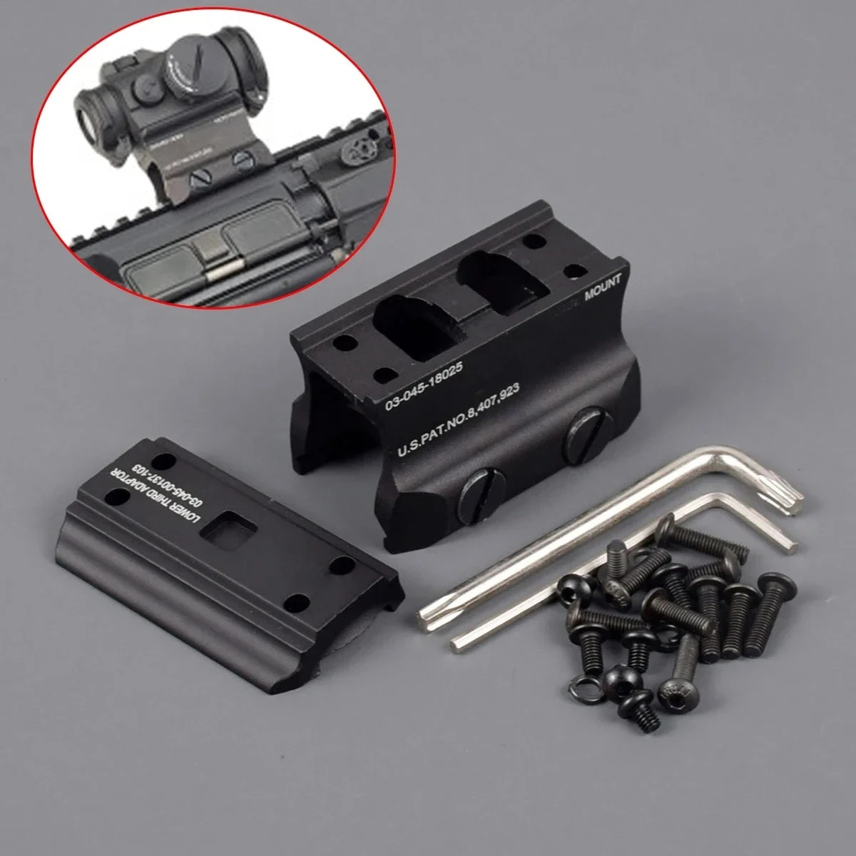 Soporte elevador para mira de punto rojo T01/T02 en riel de 20 mm - imagen 3