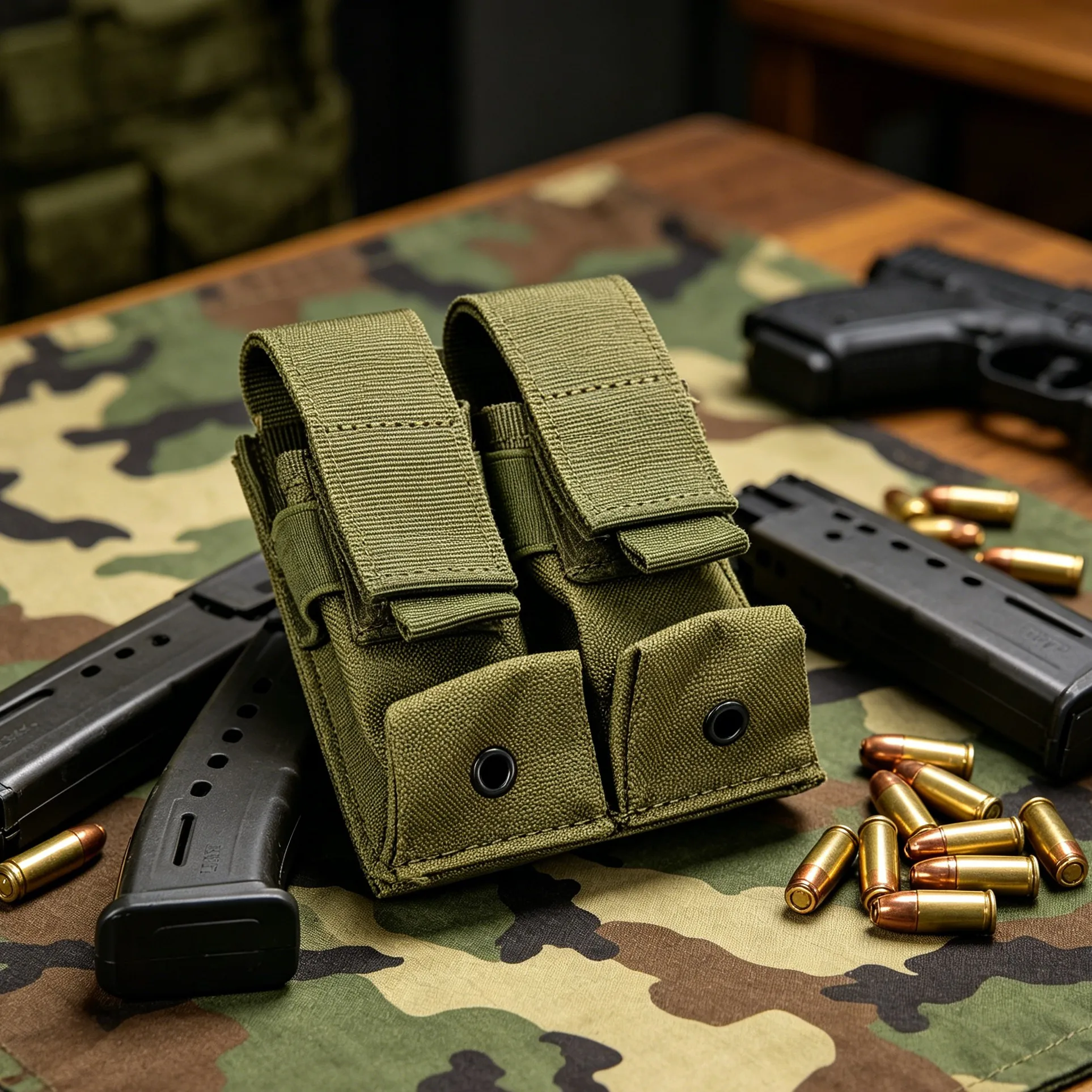 Portacargador táctico MOLLE ajustable para cargadores 9mm en chaleco - imagen 2