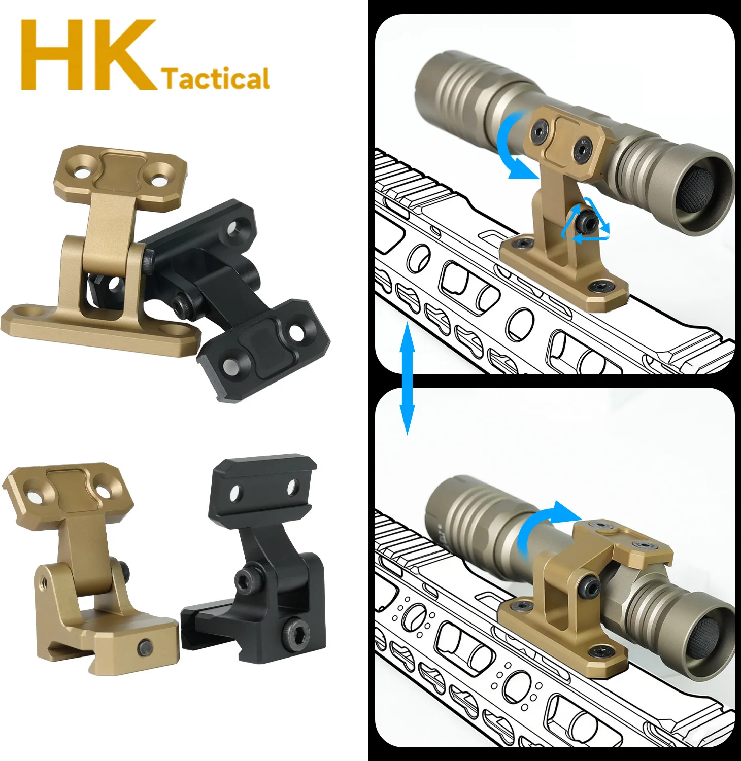 Soporte táctico abatible linterna PLH-V2 riel Picatinny MLOK - imagen 3