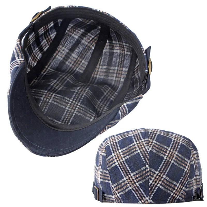 Gorra plana transpirable a cuadros con visera para verano - imagen 5