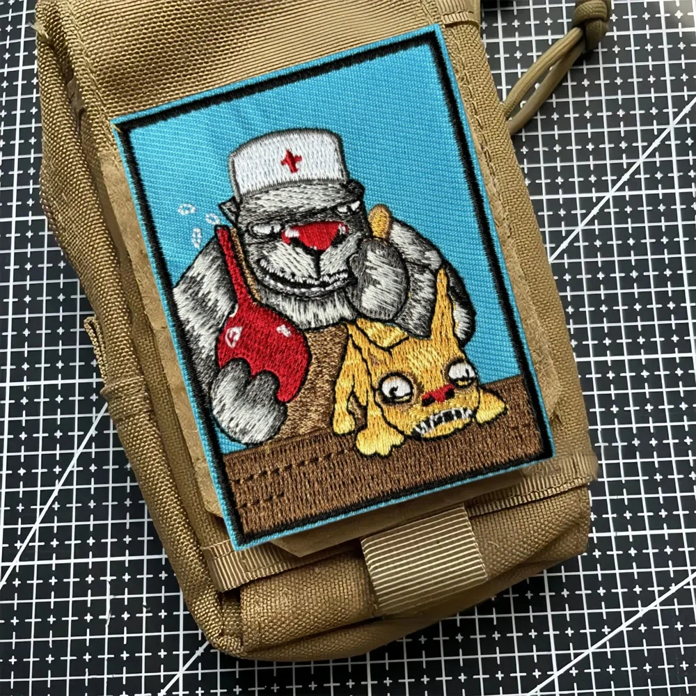 Parche moral táctico bordado gatos médicos con velcro - imagen 5