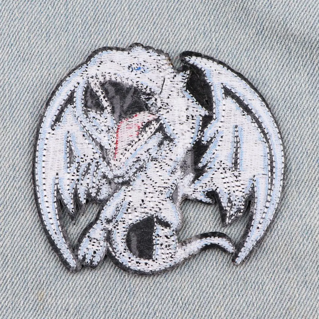 Parche bordado dragón blanco – Termoadhesivo para chaqueta - imagen 5