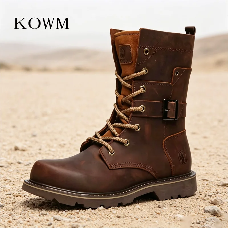 KOWM Botas tácticas impermeables en piel de vaca para trekking - imagen 5