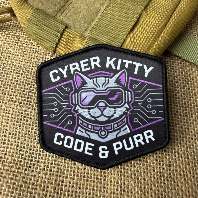 Parche táctico de gato con velcro – Insignia de moral hexagonal - imagen 2