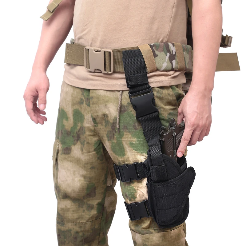 Funda táctica para pistola de nailon en muslo derecho ajustable - imagen 5