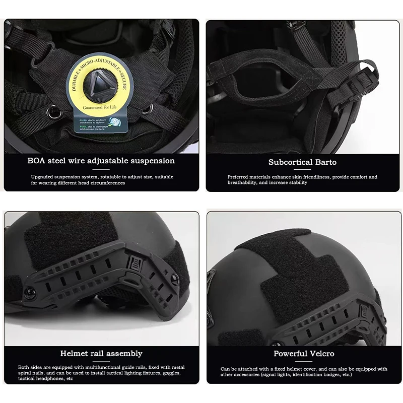 Casco de perfil táctico para uso outdoor