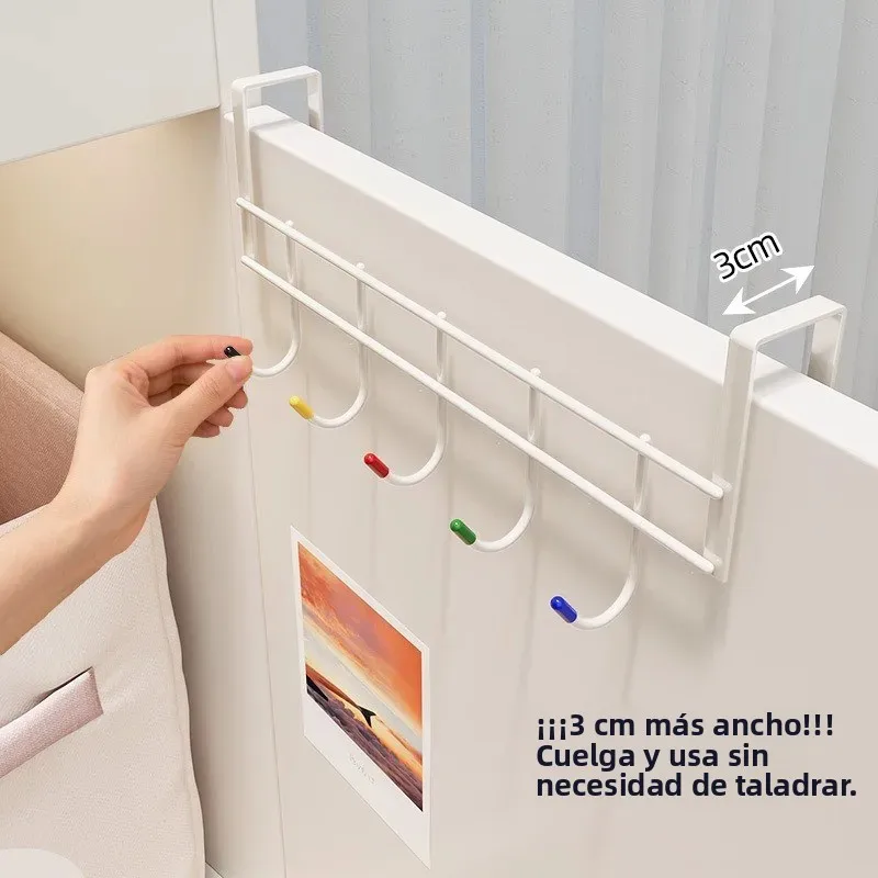 Gancho doble para puerta sin taladrar, toallero y llaves - imagen 5
