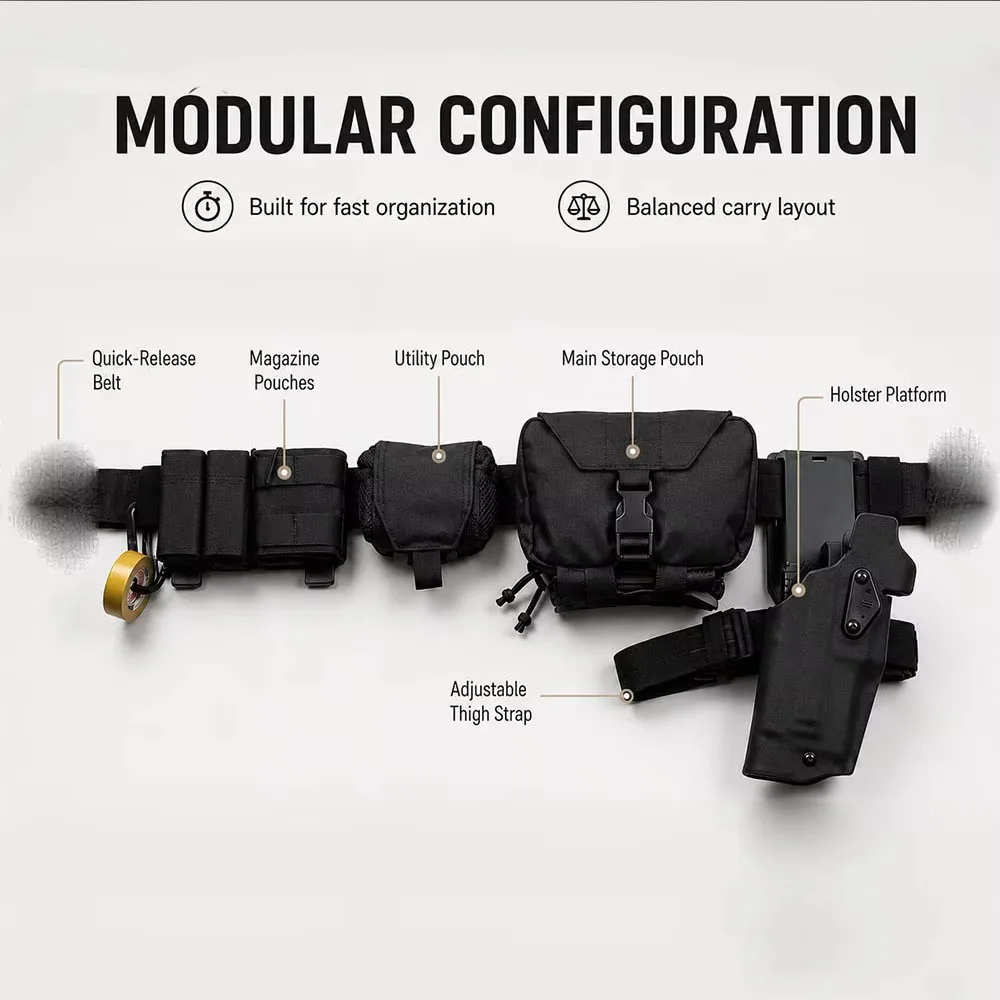 Cinturón táctico MOLLE liberación rápida – Airsoft caza tiro con fundas - imagen 4