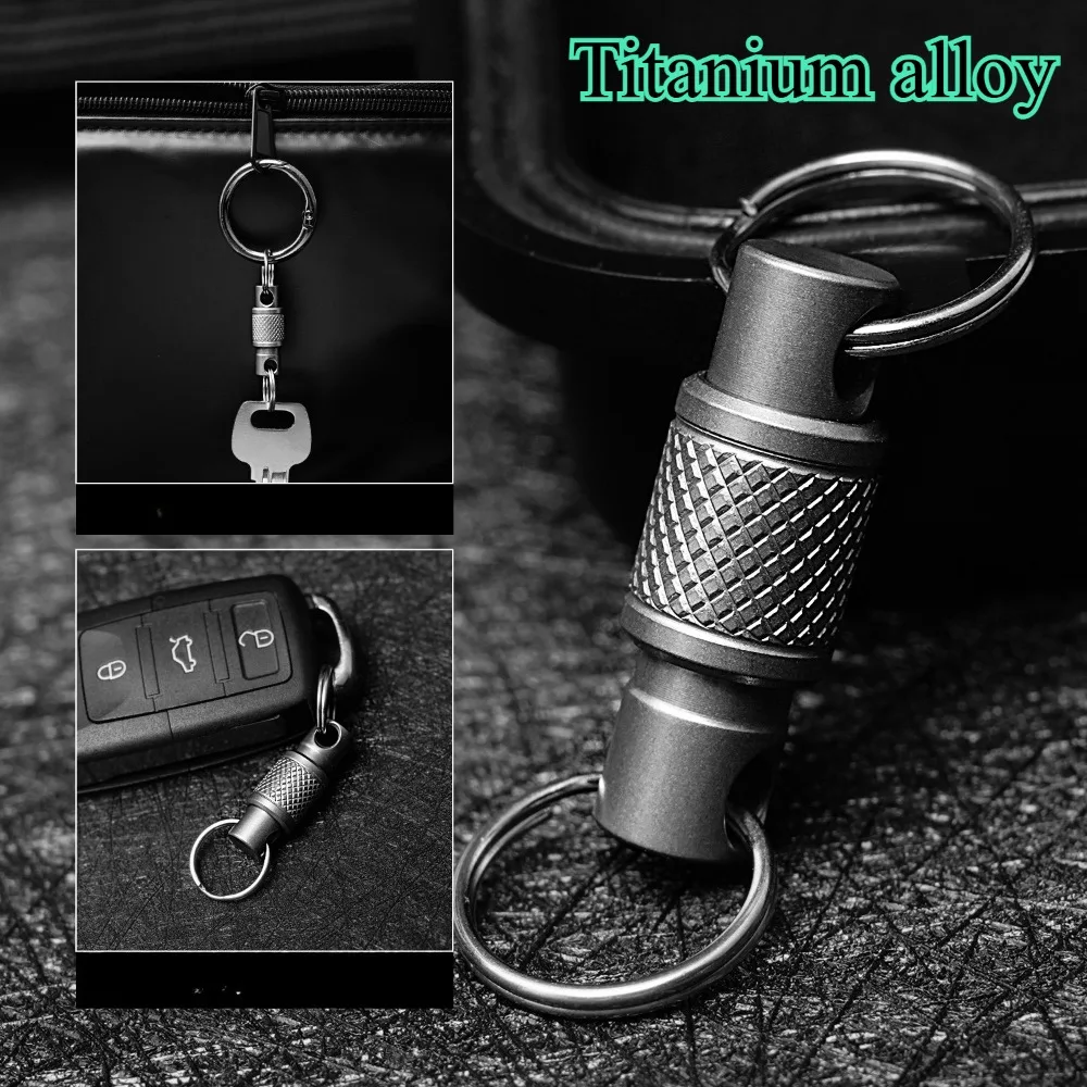 Llavero EDC de titanio con anillo giratorio