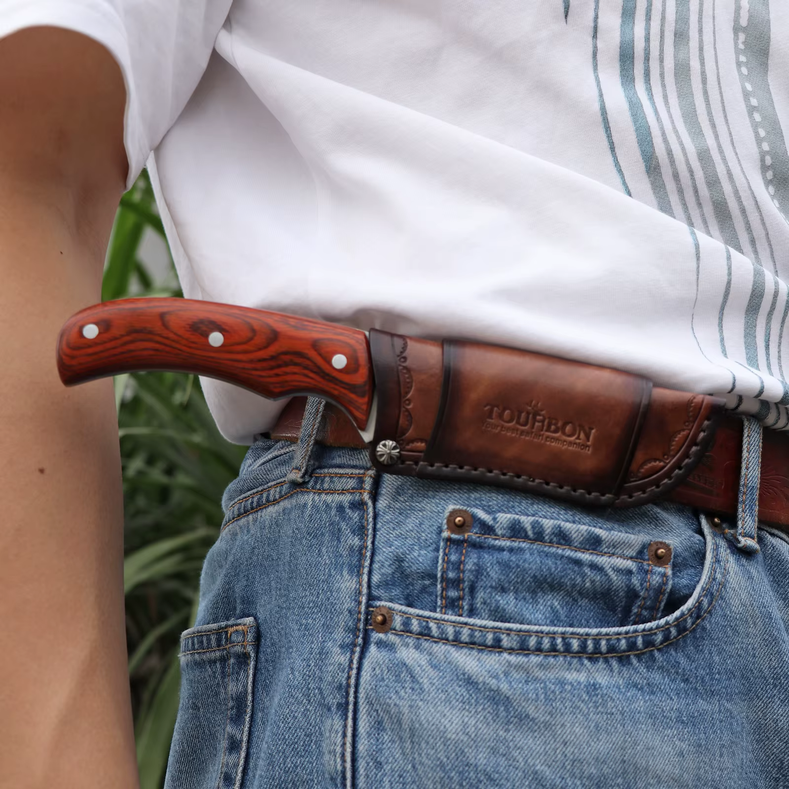 Tourbon funda cuchillo de caza cuero marrón con lazo para vaina - imagen 5