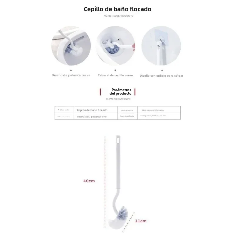 Cepillo de inodoro cerdas suaves, mango largo para colgar en pared - imagen 2