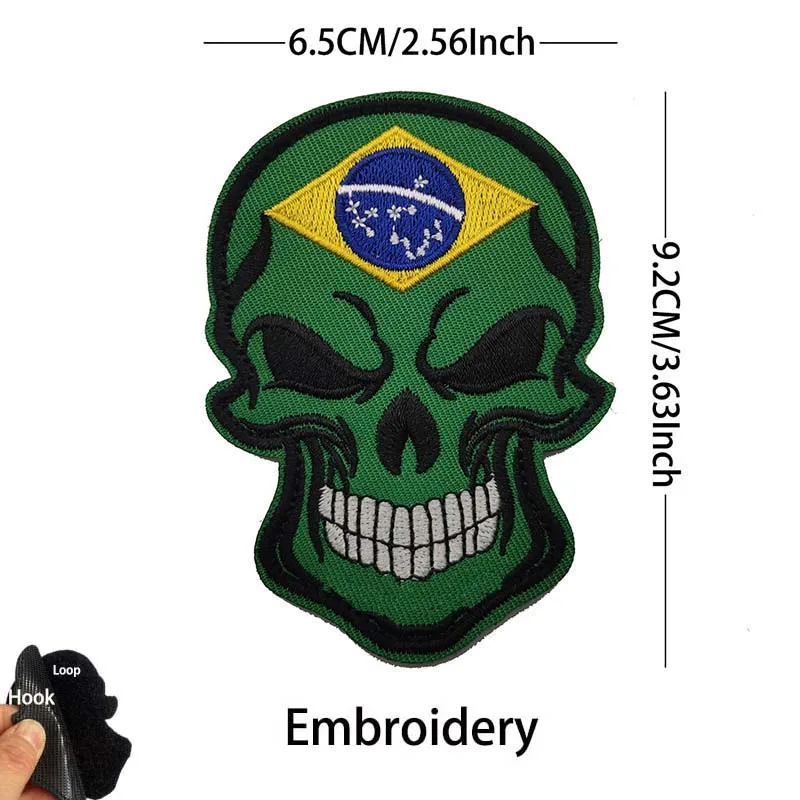 Parche bordado táctico BOPE con bandera de Brasil – mochila y uniforme - imagen 3