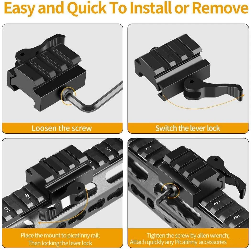 Adaptador riel Picatinny QD de liberación rápida aluminio bajo - imagen 4