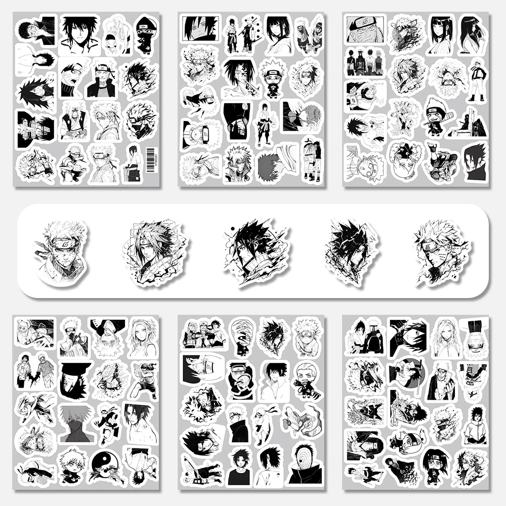 Pegatinas de Naruto en blanco y negro para móvil y portátil - imagen 2