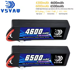 VSVAW Batería LiPo 2S 7,6V 65C EC5 Coche RC 1/10