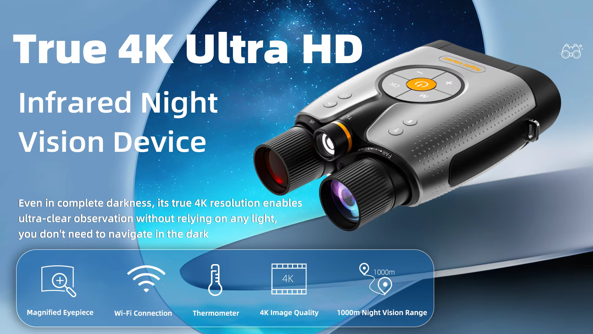 Binoculares de visión nocturna WiFi con aumento 8X y visión a 1000m