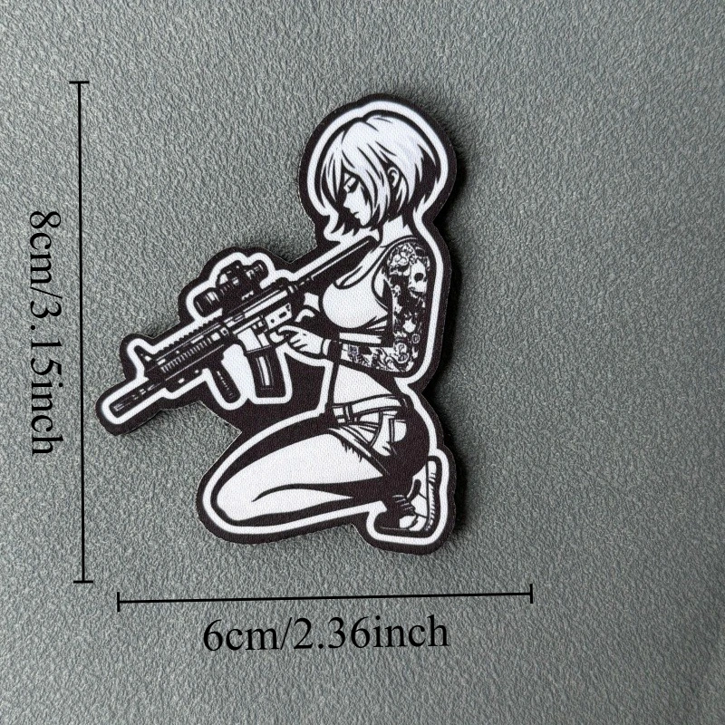 Parche táctico de chica anime con velcro para mochila y ropa - imagen 2