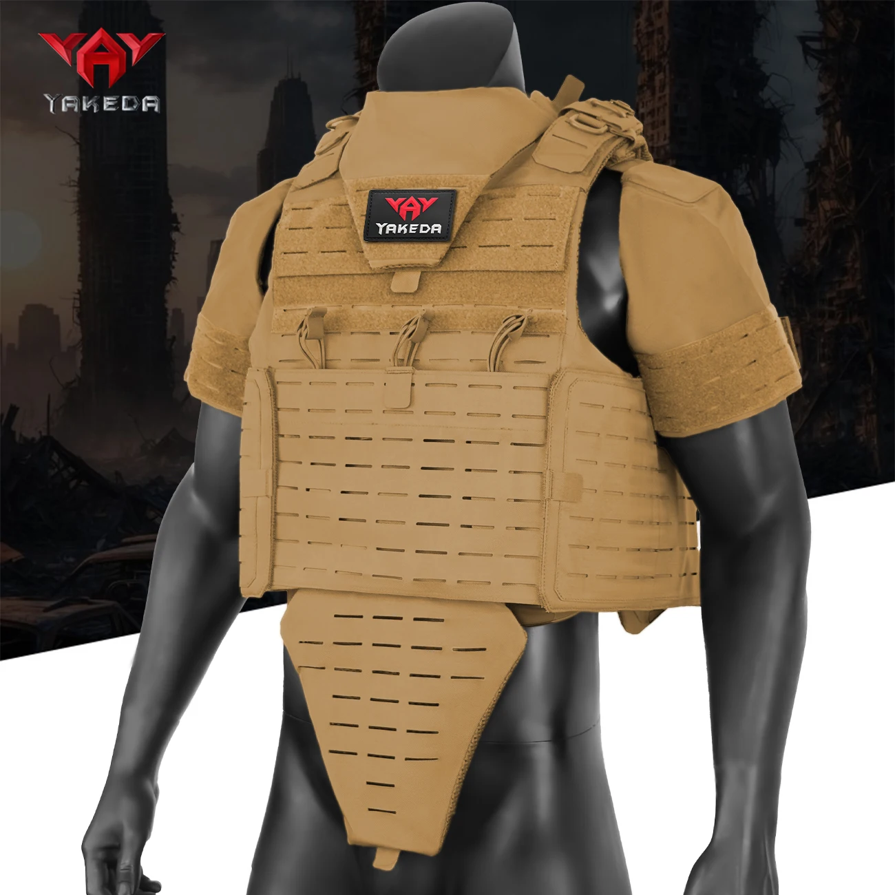 Chaleco de caza YAKEDA MOLLE corte láser ligero con protección cuello - imagen 2