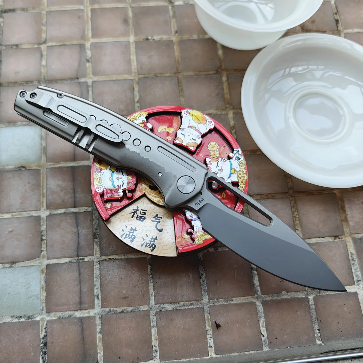 HawkZone HZ265 cuchillo EDC VG10 mango titanio rodamientos cerámicos - imagen 5