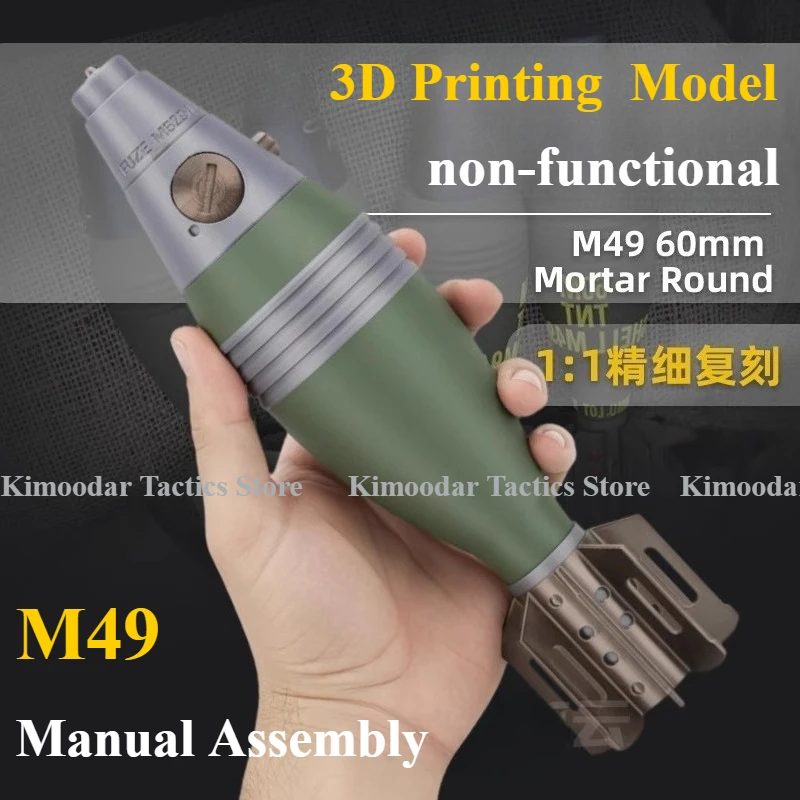Réplica militar M49 impresa en 3D para escritorio, montaje manual
