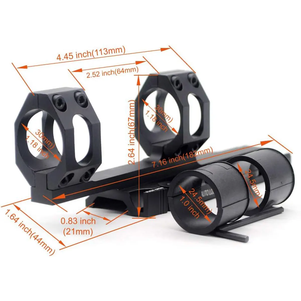 Montura QD 25,4/30 mm con palanca y anillo doble para riel Picatinny - imagen 5