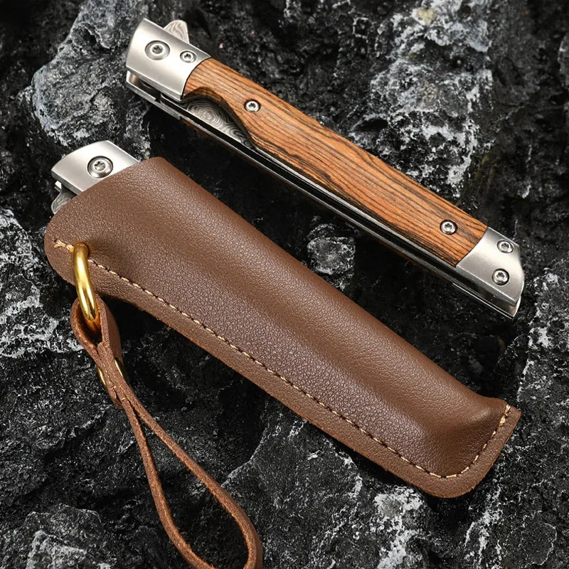 Navaja plegable multiusos acero inoxidable damasco para camping - imagen 4