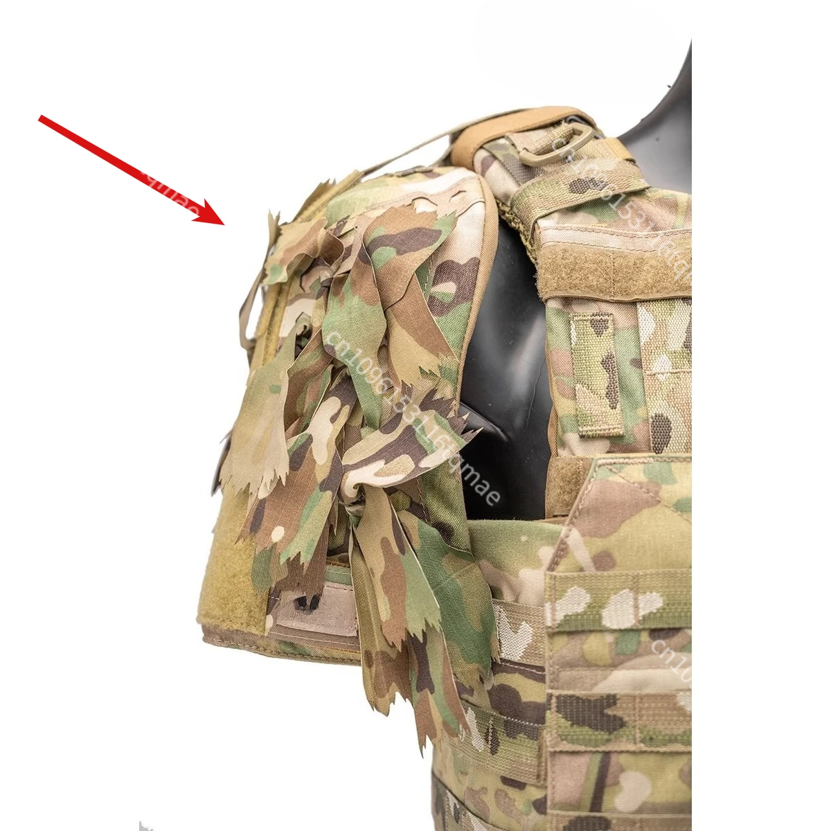 Camuflaje para casco con tiras textiles MOLLE y protector de hombro - imagen 2
