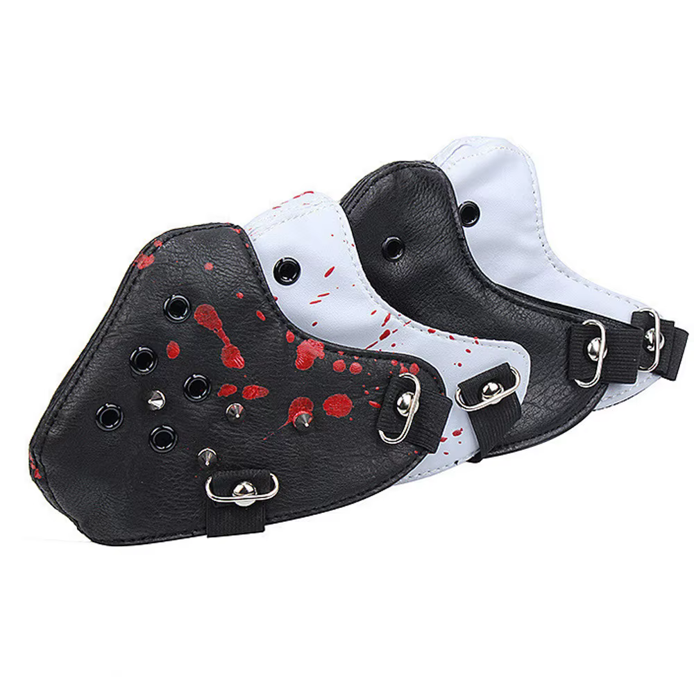 Máscara steampunk de cuero PU con tachuelas estilo punk unisex - imagen 4