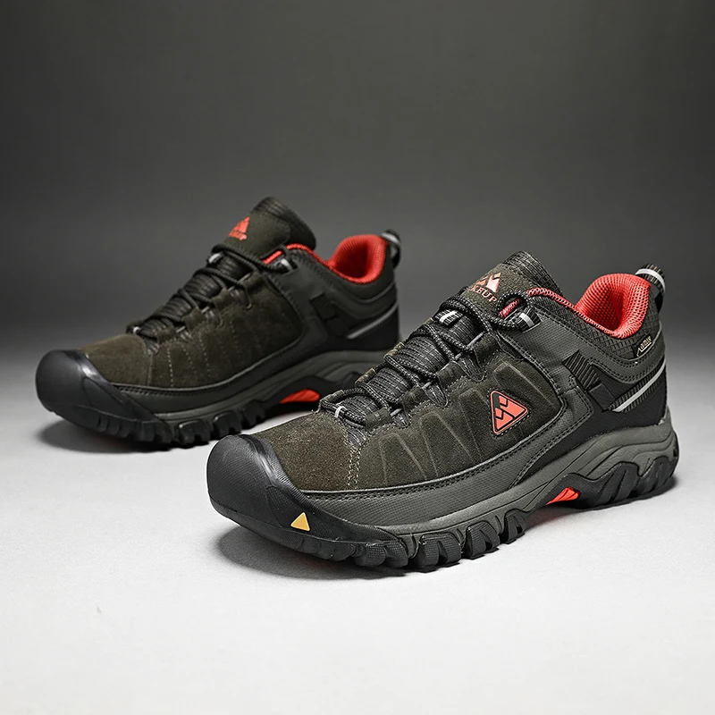 HIKEUP Zapatillas de senderismo para hombre cuero duradero suela goma - imagen 3