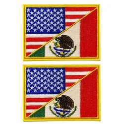 Parche bandera EE. UU.–México bordado para planchar o coser