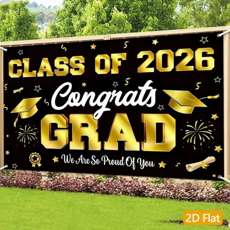Fondo para fotomatón graduación tela poliéster negro dorado - imagen 2