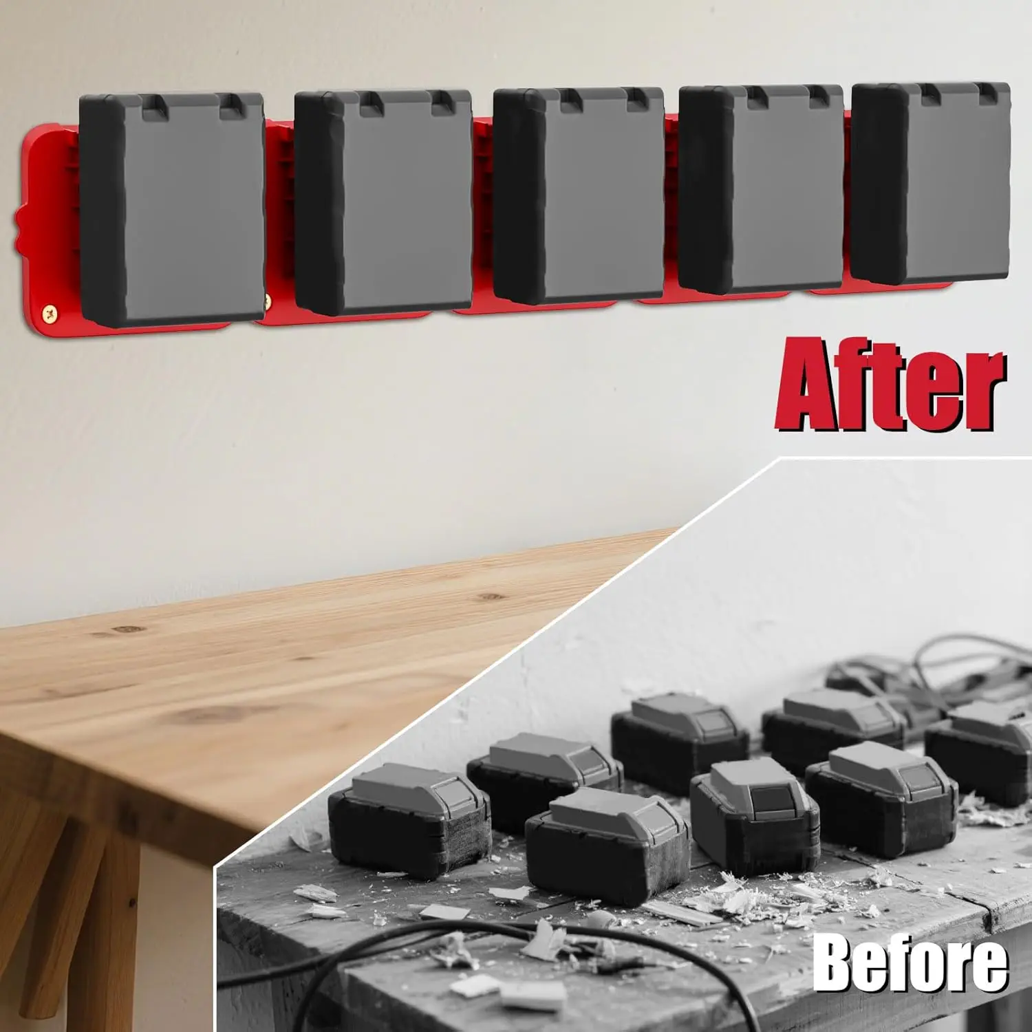 Milwaukee M18 soporte de pared batería 18V con tornillos y estante - imagen 3