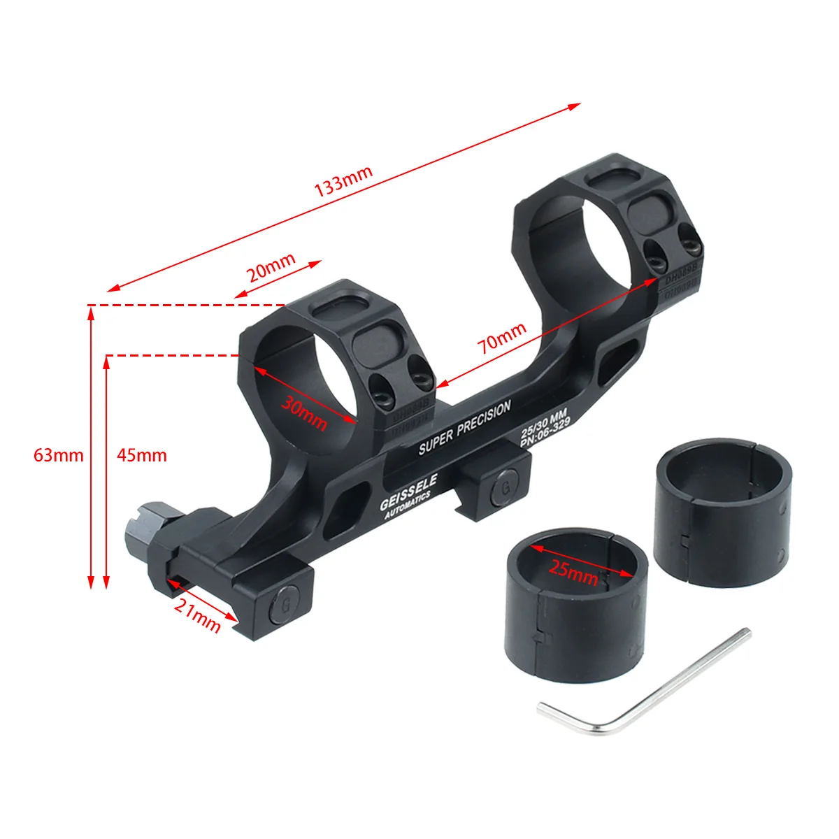 Geissele Montura Picatinny AR15 miras 30mm/25.4mm aluminio - imagen 3