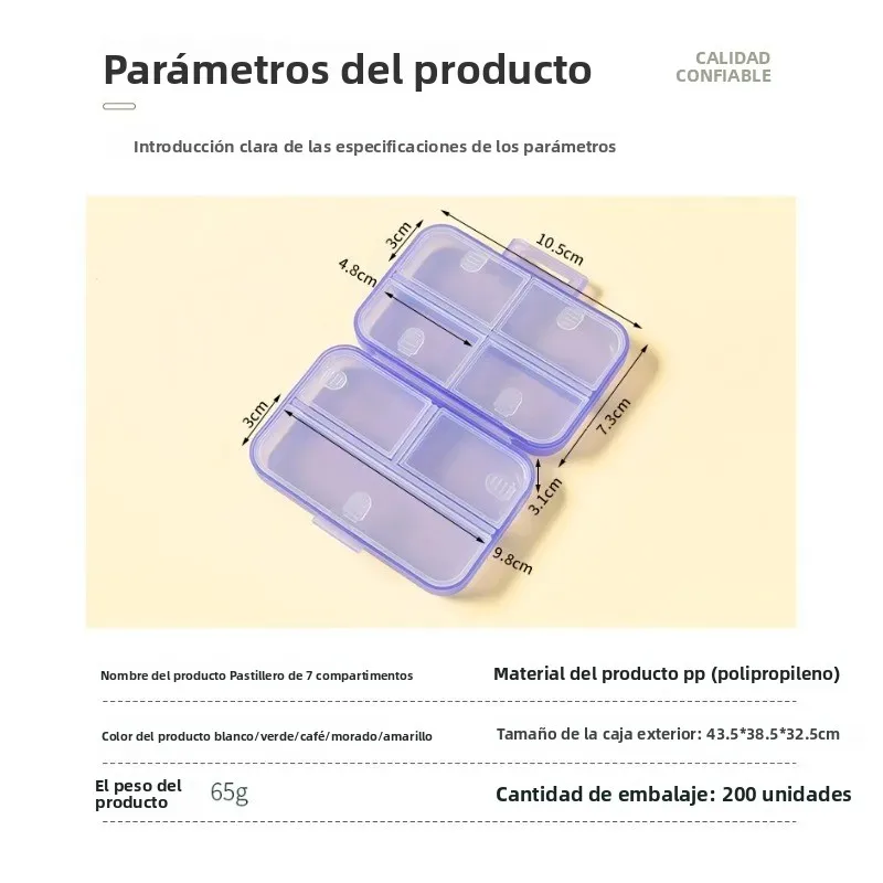 Organizador de medicamentos compacto para botiquín viaje portátil - imagen 2