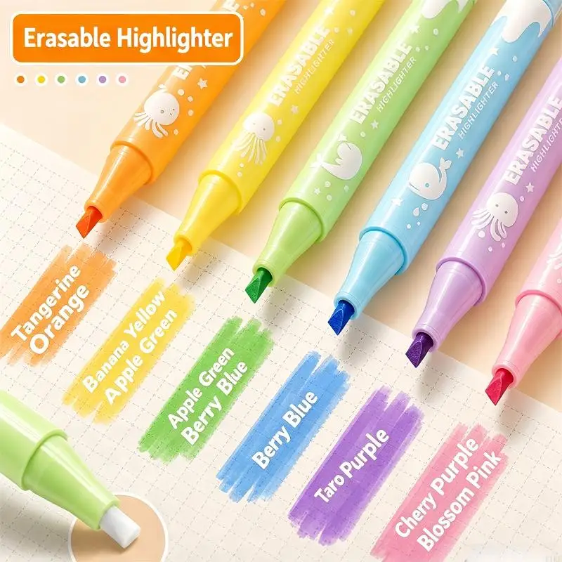 Resaltador fluorescente borrable punta oblicua caramelo para colorear - imagen 5
