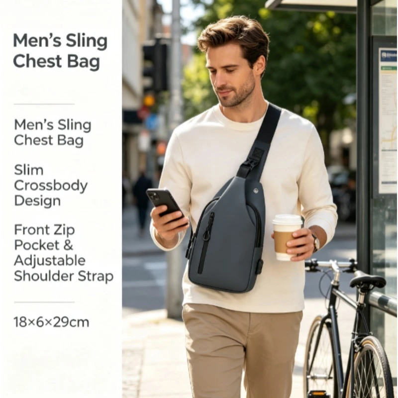 Bolsa de Pecho Táctica Impermeable con USB – Bandolera Hombro - imagen 5
