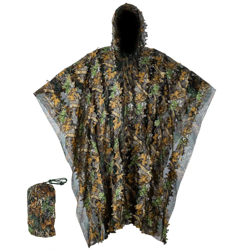Traje Ghillie camuflaje 3D tipo poncho hojas para caza y observación - imagen 5